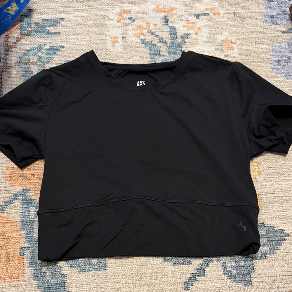 JoyLab Black Short-Sleeve Cropped Athletic Top